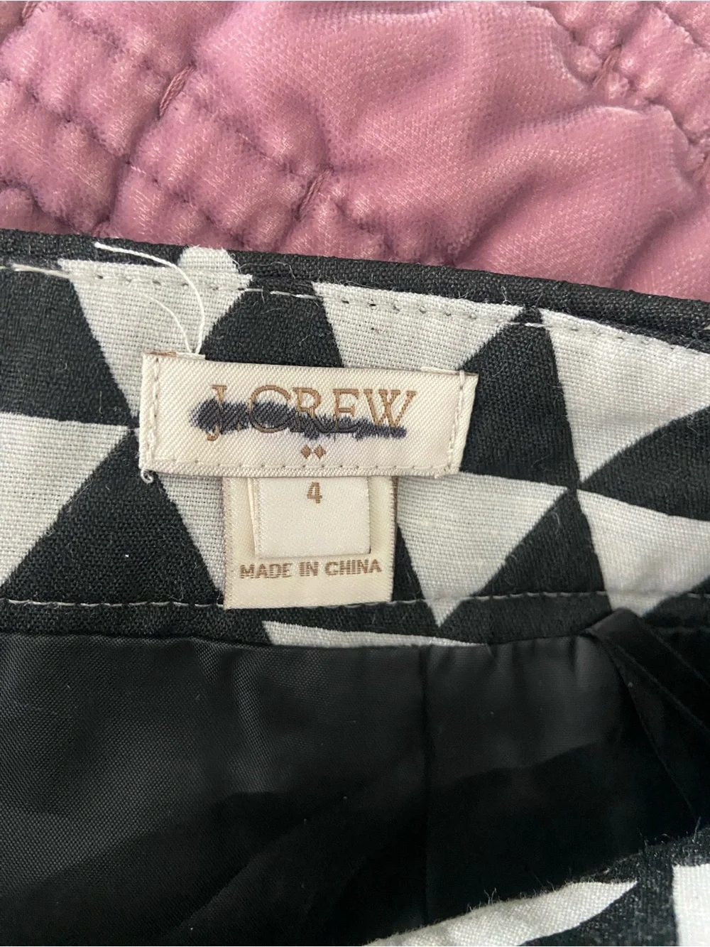 I. Crew Black & White Geometric Mini Skirt
